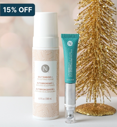 Image of 3-in-1 Self-Tanning + Sculpting Foam and Lip Plumping Serum with 15% OFF label